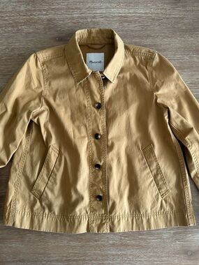 Madewell Northwood Cropped Collared Back Pleat Utility Jacket Chore Coat